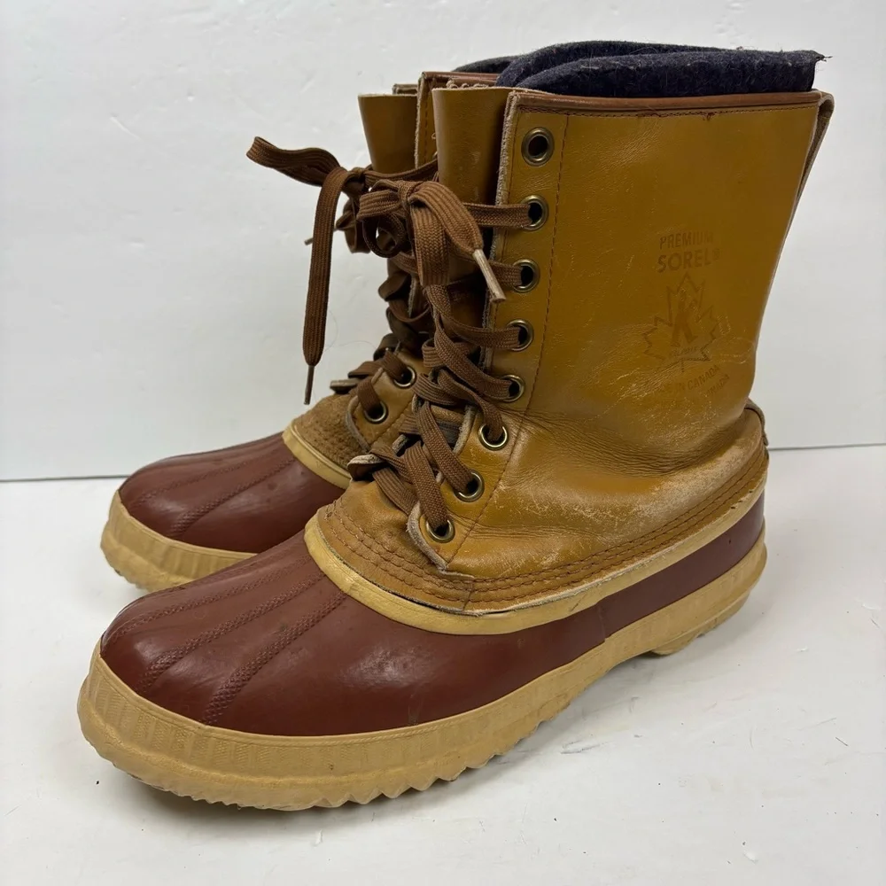 Vintage Sorel Kaufman Duck Winter Snow Boots with Wool Lining Mens sz 12 Canada